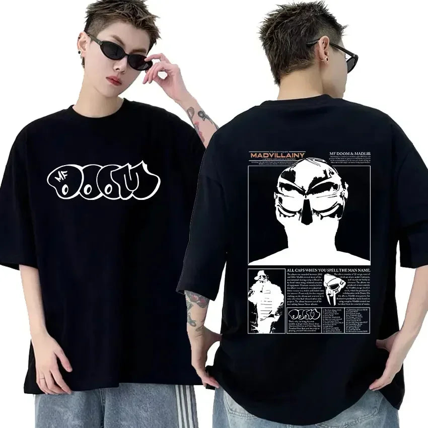 Rapper Mf Doom Graphic T Shirt Madvillainy Metal Music Album T-shirt Men Women Punk Vintage Tshirt Streetwear