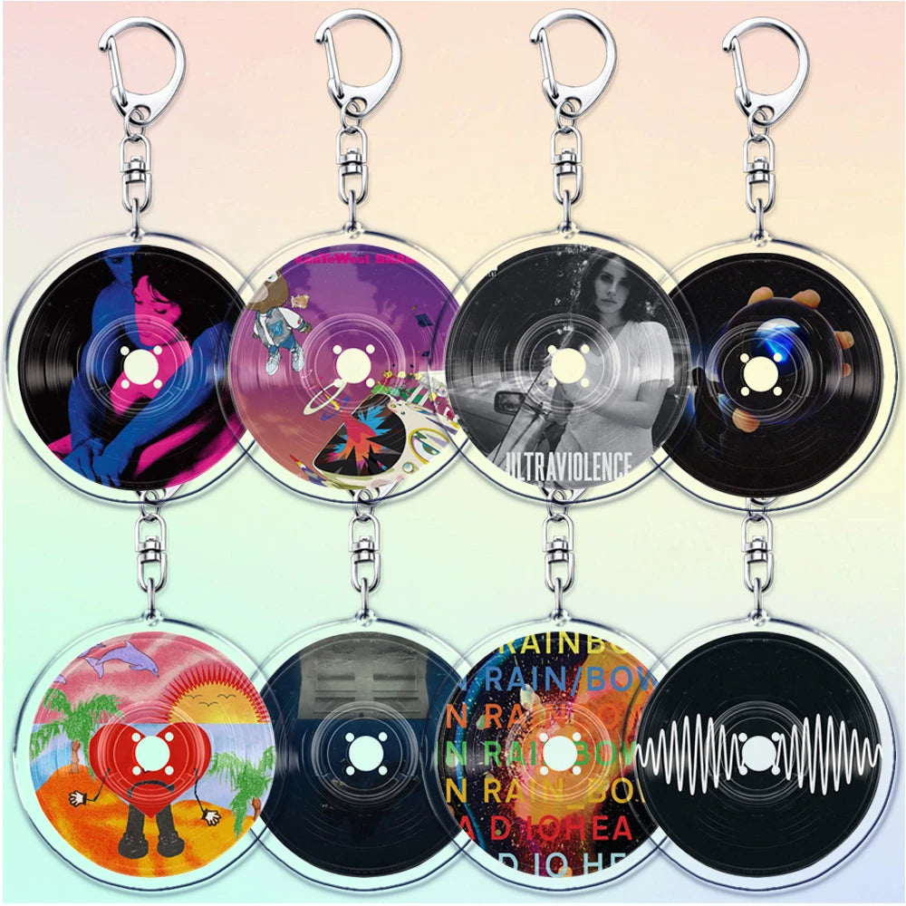 Popular Music CD Keychain for Accessories Singer Classic Album Cover Keyring Jewelry Fans Friends Gifts
