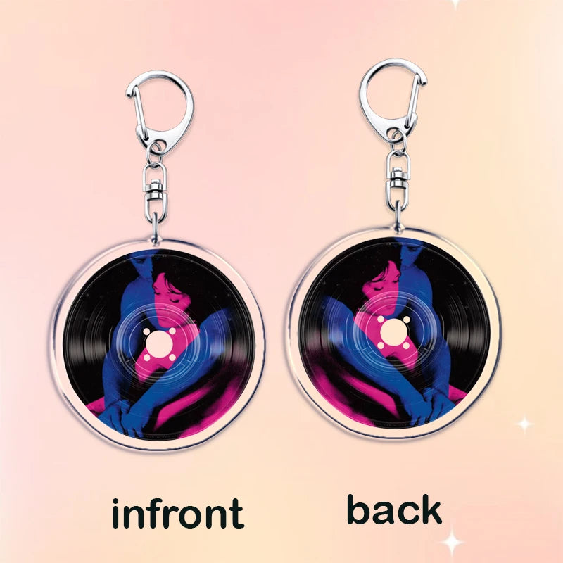 Popular Music CD Keychain for Accessories Singer Classic Album Cover Keyring Jewelry Fans Friends Gifts