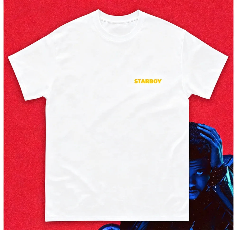 Rapper THE WEEKND STARBOY Album 2025 Merch T Shirts Men's Street Gothic Hip Hop Retro Cotton Short Sleeve T-shirt Y2k Streetwear