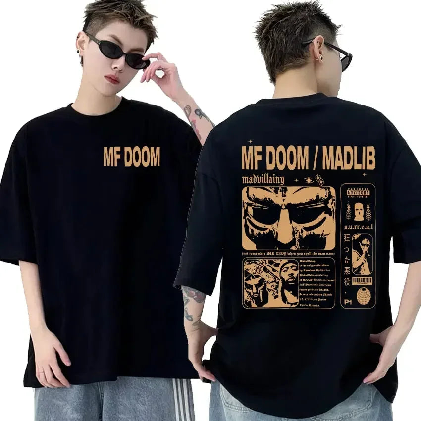 Rapper Mf Doom Graphic T Shirt Madvillainy Metal Music Album T-shirt Men Women Punk Vintage Tshirt Streetwear
