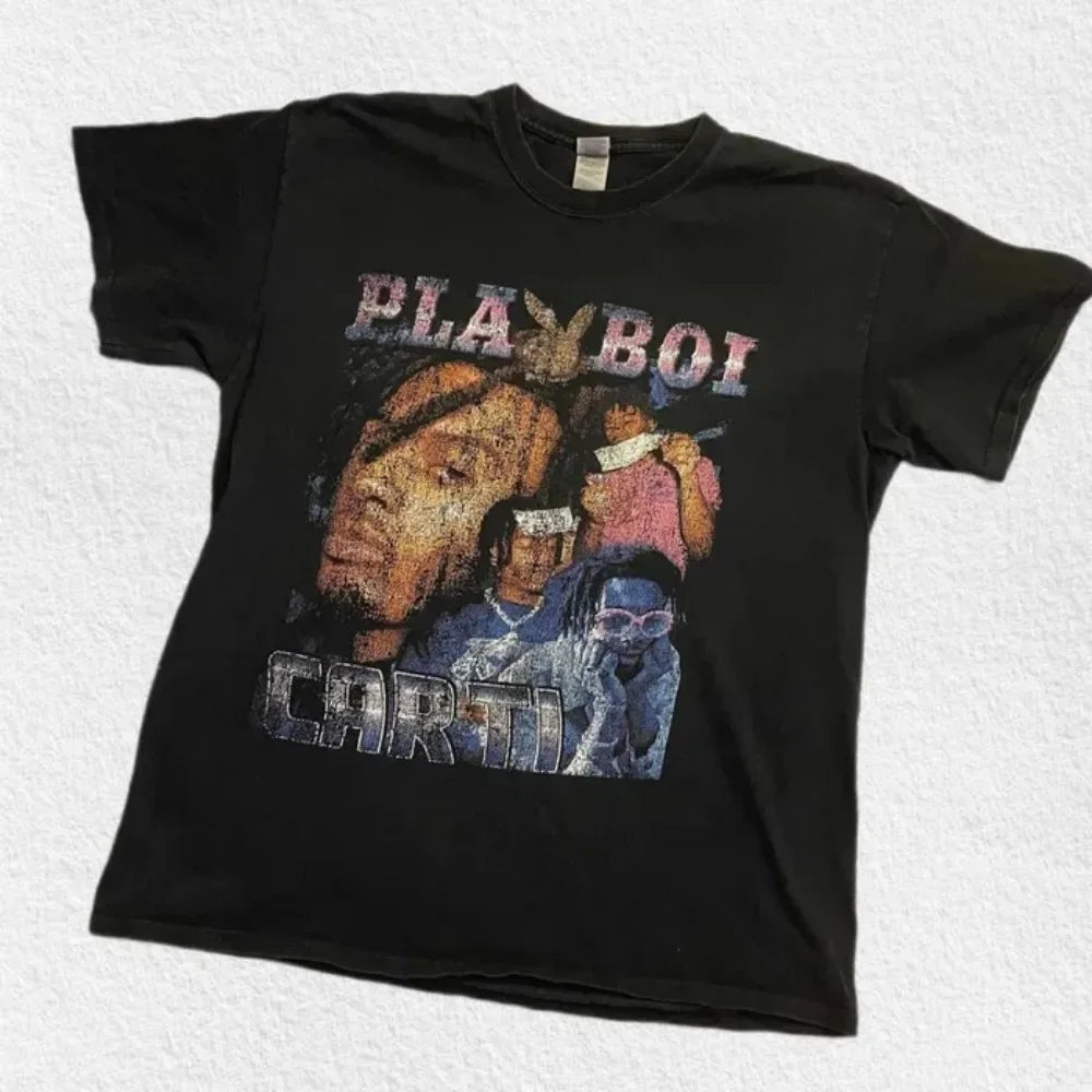 Hip Hop Men Crew Neck Top Vintage Playboi Carti Shirt Playboi Carti Tshirt Playboi Carti T-shirt Merch Tour Hip Hop Rap Tee