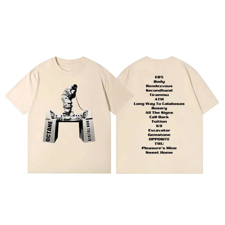 Rapper Don Toliver Octane Album Merch Print T Shirt Y2k Fashion Hip Hop Vintage T Shirts Casual Loose Oversized T-shirt Unisex
