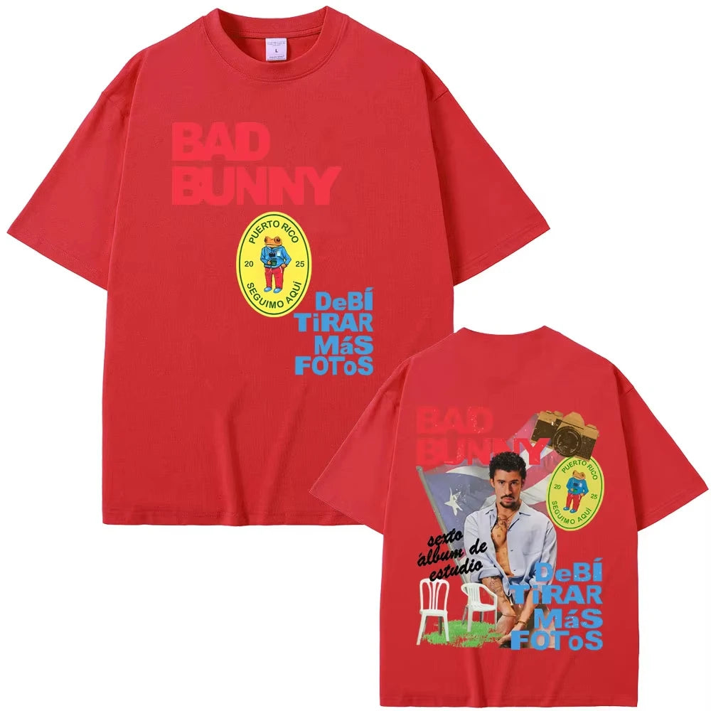 Rapper Bad Bunny DeBi TiRAR MaS FOToS DTMF 2026 Tour T Shirts Men Women Hip Hop Pop Music T-shirts Male Retro Oversized Tshirts