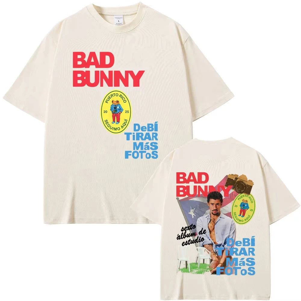 Rapper Bad Bunny DeBi TiRAR MaS FOToS DTMF 2026 Tour T Shirts Men Women Hip Hop Pop Music T-shirts Male Retro Oversized Tshirts
