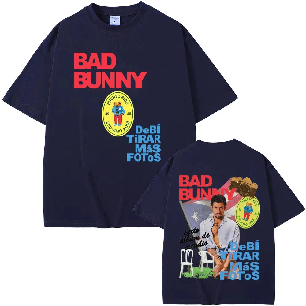 Rapper Bad Bunny DeBi TiRAR MaS FOToS DTMF 2026 Tour T Shirts Men Women Hip Hop Pop Music T-shirts Male Retro Oversized Tshirts