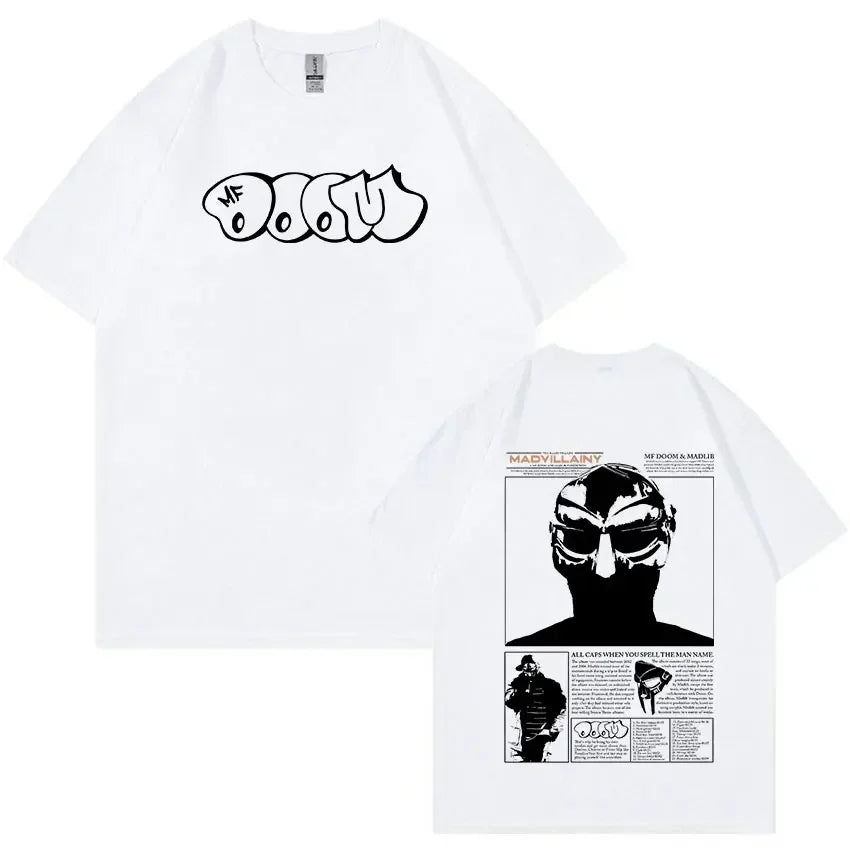 Rapper Mf Doom Graphic T Shirt Madvillainy Metal Music Album T-shirt Men Women Punk Vintage Tshirt Streetwear