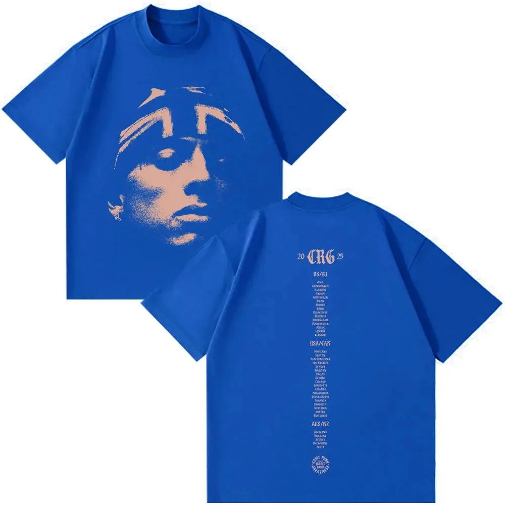 World Tour 2026  famous Rapper Central Cee CAN'T RUSH GREATNESS T-shirt Men Women Fashion Hip Hop Short Sleeve Oversized Tops