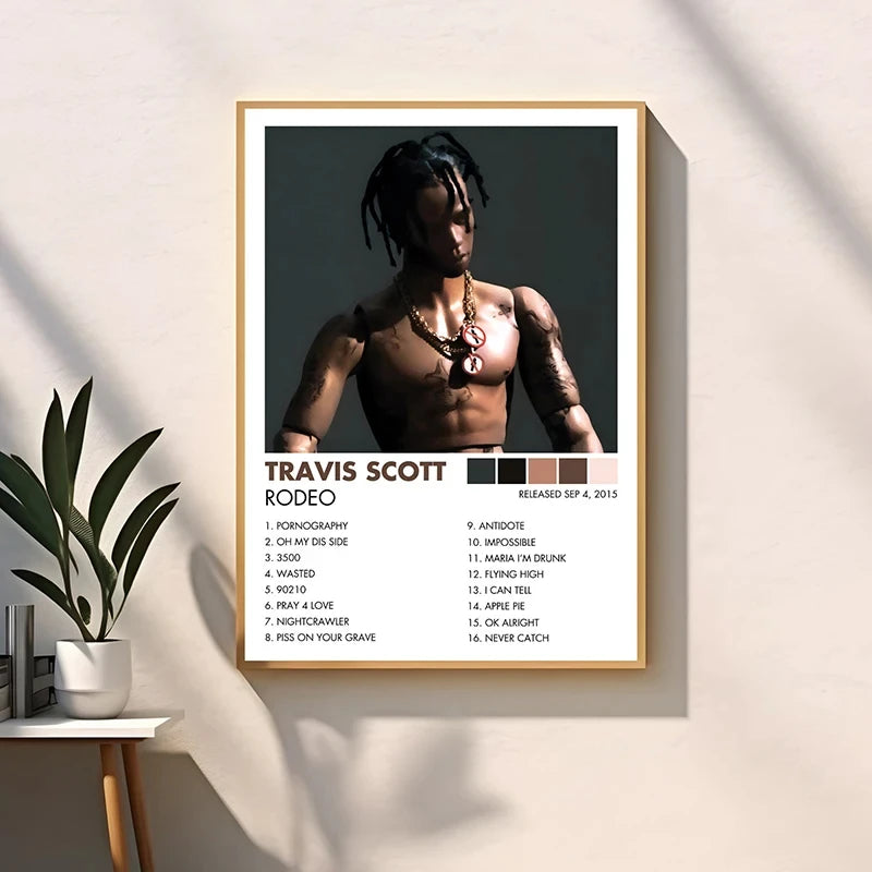 Hip Hop Rapper Singer T-Travis-SScott Music Album Cover Posters Prints Canvas Printing Wall Art Picture for Room Home Decor Gift