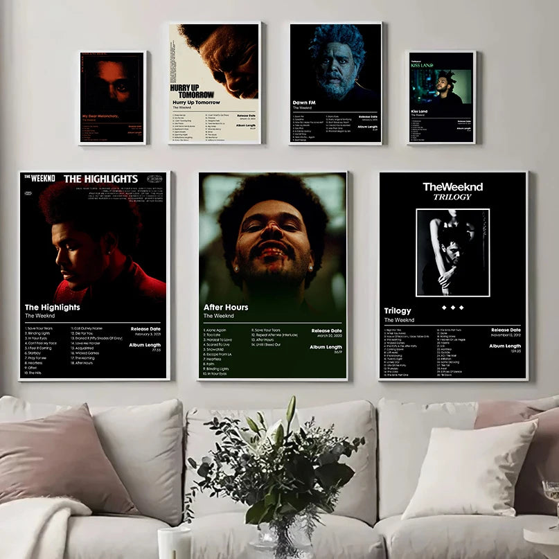 The Weeknd Hip Hop Music Star Poster Retro Rapper Aesthetic Office Modern Prints Canvas Wall Art Pictures Home Living Room Decor