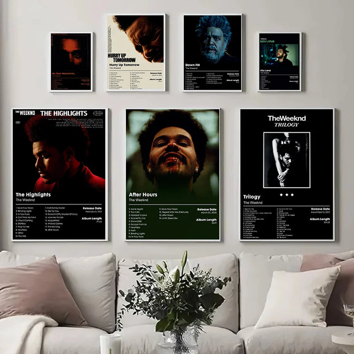 The Weeknd Hip Hop Music Star Poster Retro Rapper Aesthetic Office Modern Prints Canvas Wall Art Pictures Home Living Room Decor