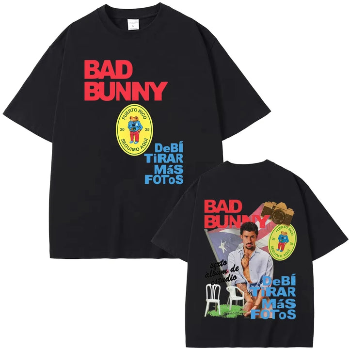 Rapper Bad Bunny DeBi TiRAR MaS FOToS DTMF 2026 Tour T Shirts Men Women Hip Hop Pop Music T-shirts Male Retro Oversized Tshirts