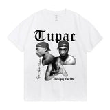 Fashion Rapper Tupac 2pac Cartoon Top Harajuku print ladies T-shirt casual basics O-collar T shirt short sleeve ladies T-shirts