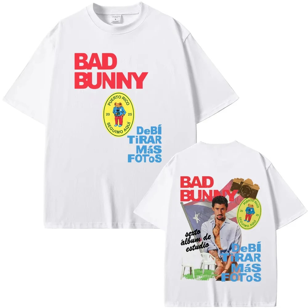 Rapper Bad Bunny DeBi TiRAR MaS FOToS DTMF 2026 Tour T Shirts Men Women Hip Hop Pop Music T-shirts Male Retro Oversized Tshirts